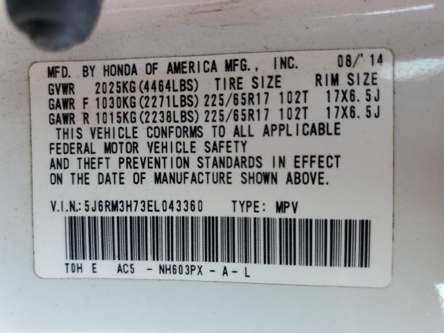 Photo 14 from auction – 2014 HONDA CR-V EXL with VIN 5J6RM3H73EL043360