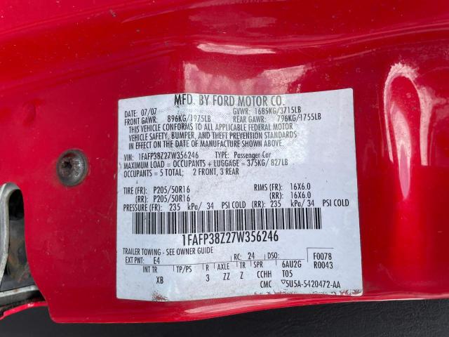Photo 10 from auction – 2007 FORD FOCUS ST with VIN 1FAFP38Z27W356246
