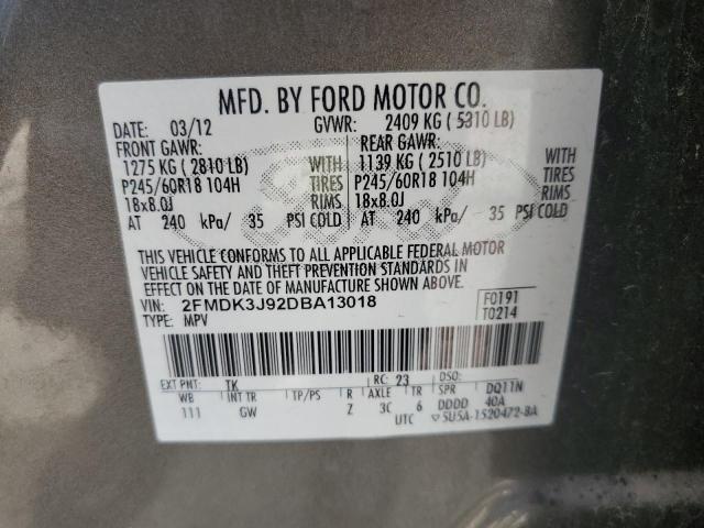 Photo 14 from auction – 2013 FORD EDGE SEL with VIN 2FMDK3J92DBA13018