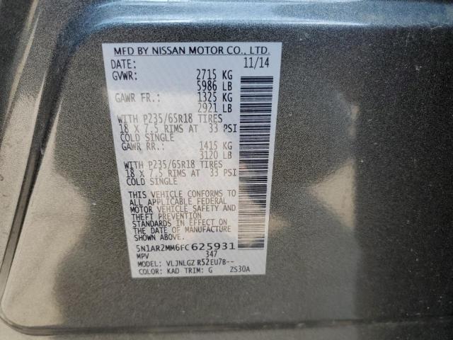 Photo 14 from auction – 2015 NISSAN PATHFINDER with VIN 5N1AR2MM6FC625931