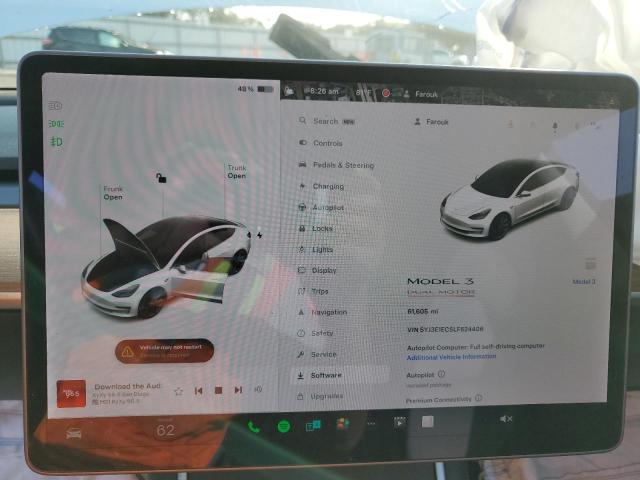 Photo 9 from auction – 2020 TESLA MODEL 3 with VIN 5YJ3E1EC5LF624406
