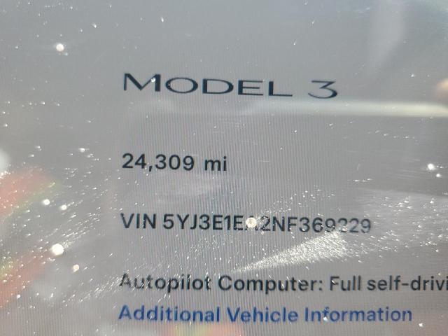 Снимка 9 от търг – 2022 TESLA MODEL 3 с VIN 5YJ3E1EA2NF369229