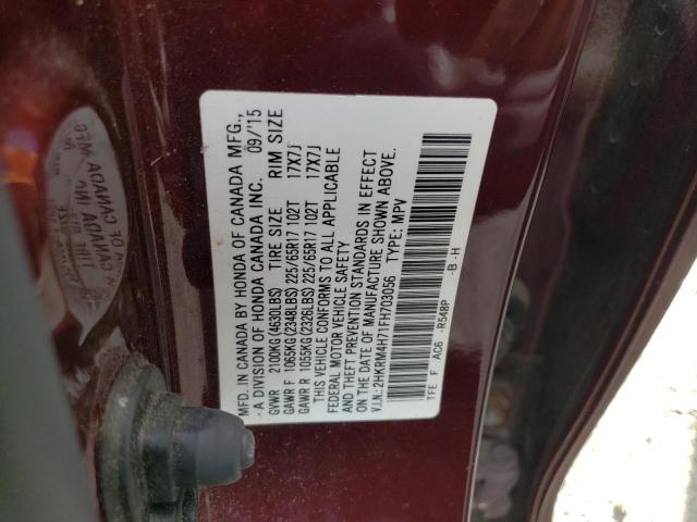 Photo 14 from auction – 2015 HONDA CR-V EXL with VIN 2HKRM4H71FH703056