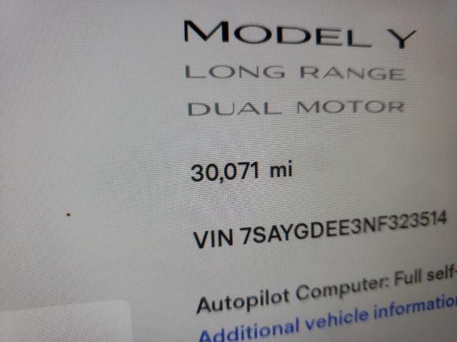 Photo 9 from auction – 2022 TESLA MODEL Y with VIN 7SAYGDEE3NF323514