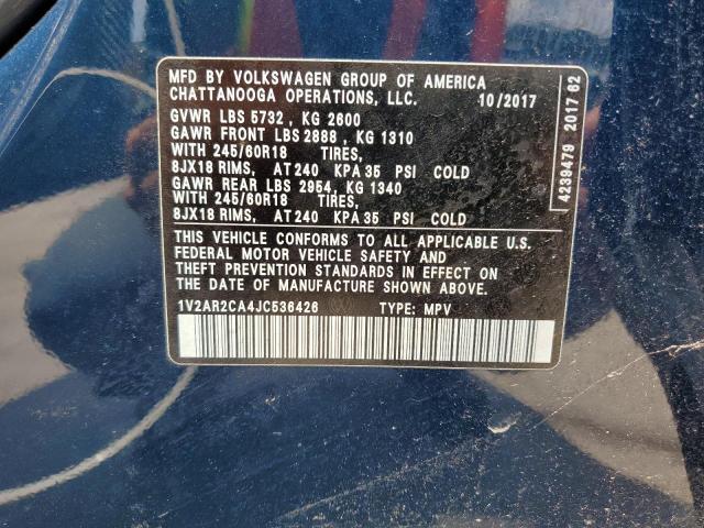 Photo 14 from auction – 2018 VOLKSWAGEN ATLAS S with VIN 1V2AR2CA4JC536426