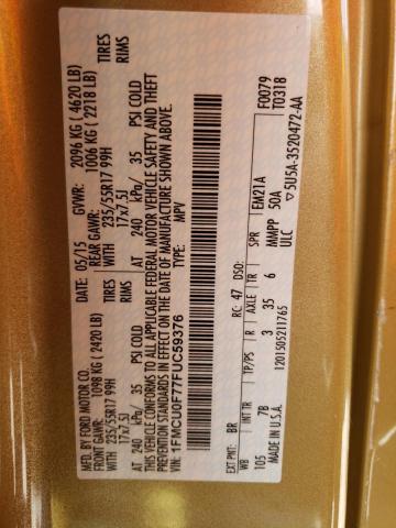 Photo 14 from auction – 2015 FORD ESCAPE S with VIN 1FMCU0F77FUC59376