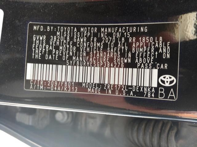 Photo 10 from auction – 2016 TOYOTA COROLLA L with VIN 5YFBURHE5GP384276
