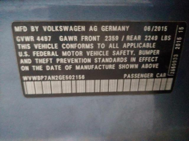Photo 10 from auction – 2016 VOLKSWAGEN CC BASE with VIN WVWBP7AN2GE502156