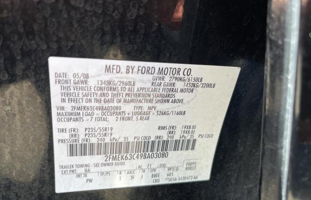 Photo 10 from auction – 2009 FORD FLEX LIMIT with VIN 2FMEK63C49BA03080