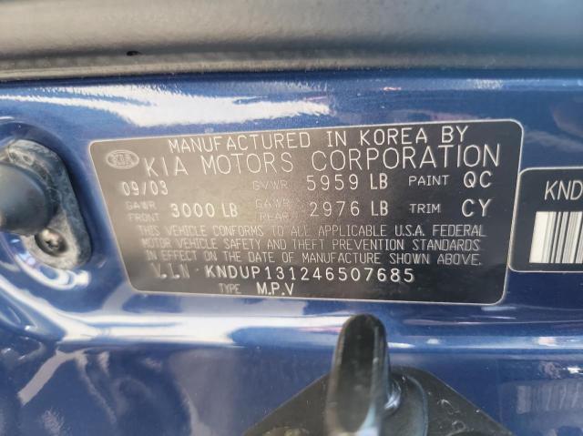 Photo 10 from auction – 2004 KIA SEDONA EX with VIN KNDUP131246507685