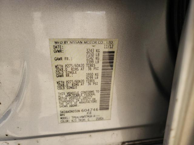 Photo 14 from auction – 2013 NISSAN ARMADA SV with VIN 5N1BA0ND5DN604746