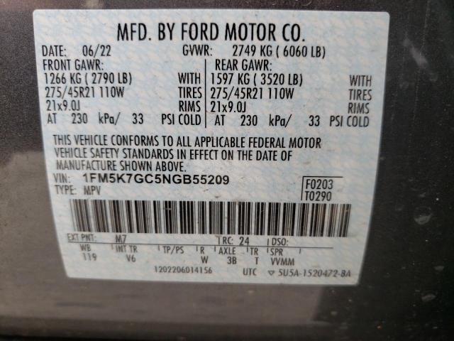 Photo 14 from auction – 2022 FORD EXPLORER S with VIN 1FM5K7GC5NGB55209