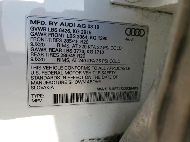 Photo 14 from auction – 2019 AUDI Q7 PREMIUM with VIN WA1LHAF74KD038403
