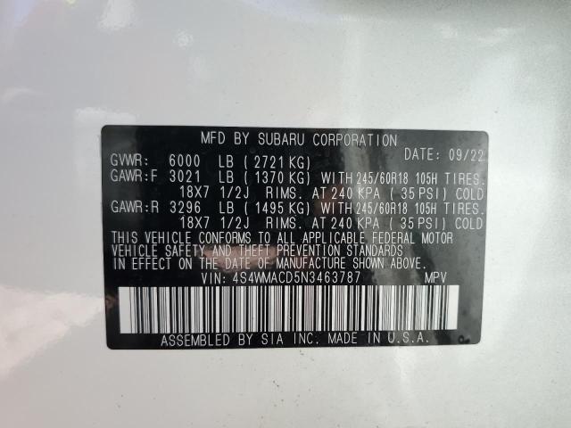 صورة رقم 14 من المزاد - 2022 SUBARU ASCENT PRE مع VIN 4S4WMACD5N3463787