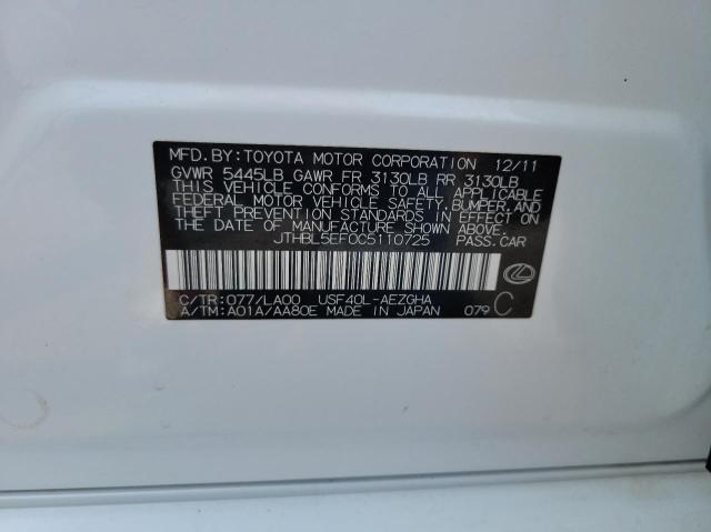 Photo 10 from auction – 2012 LEXUS LS 460 with VIN JTHBL5EF0C5110725