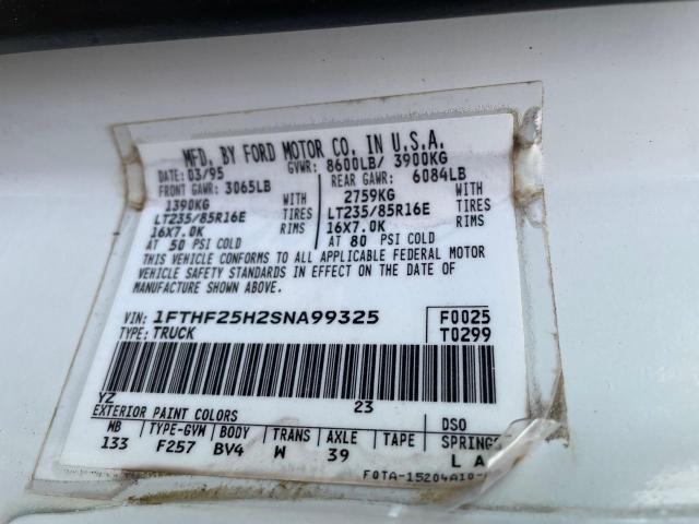 Photo 10 from auction – 1995 FORD F250 with VIN 1FTHF25H2SNA99325