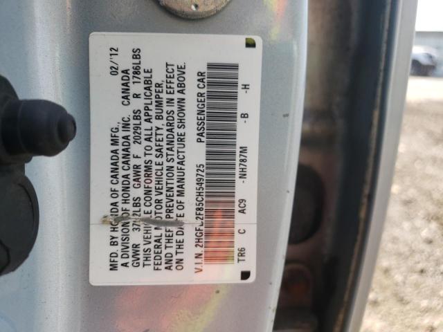 Photo 10 from auction – 2012 HONDA CIVIC EX with VIN 2HGFB2F85CH549725