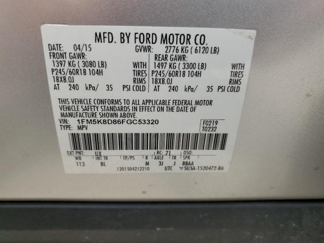 Photo 14 from auction – 2015 FORD EXPLORER X with VIN 1FM5K8D86FGC53320