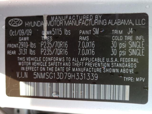 Photo 14 from auction – 2009 HYUNDAI SANTA FE G with VIN 5NMSG13D79H331339
