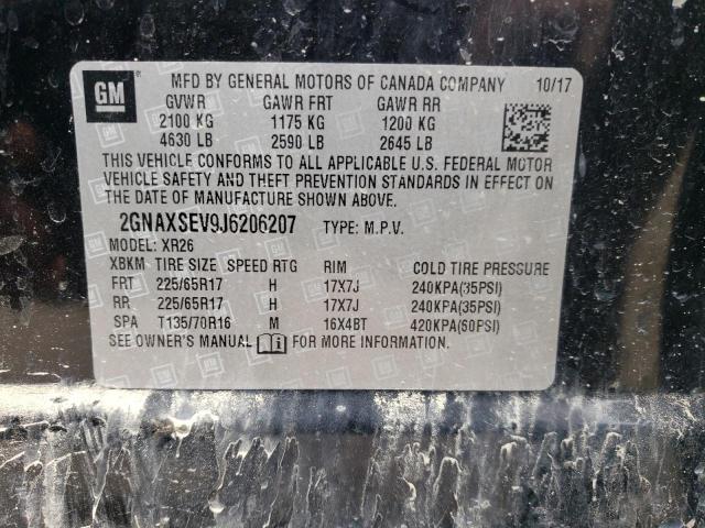 Photo 14 from auction – 2018 CHEVROLET EQUINOX LT with VIN 2GNAXSEV9J6206207
