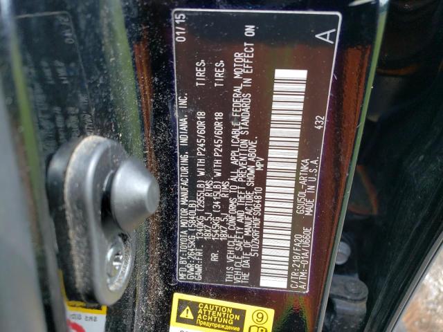 Photo 14 from auction – 2015 TOYOTA HIGHLANDER with VIN 5TDZKRFH0FS064810