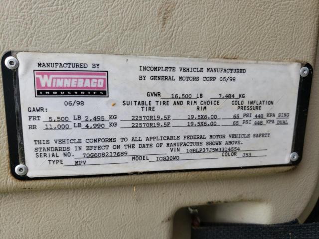 Photo 10 from auction – 1998 WINNEBAGO SUNCRUISER with VIN 1GBLP37J5W3314554