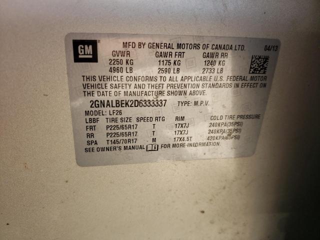 Photo 14 from auction – 2013 CHEVROLET EQUINOX LS with VIN 2GNALBEK2D6333337