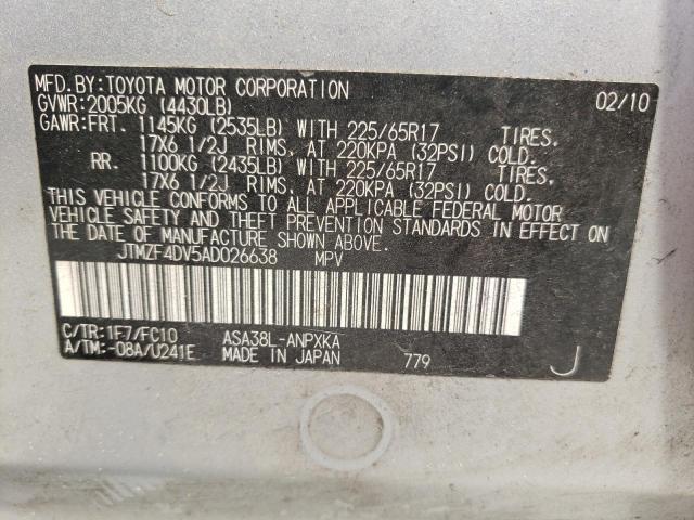 Photo 14 from auction – 2010 TOYOTA RAV4 with VIN JTMZF4DV5AD026638