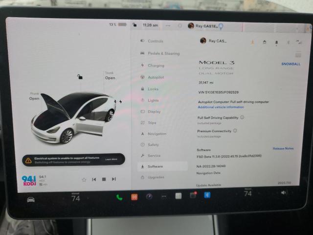 Photo 9 from auction – 2018 TESLA MODEL 3 with VIN 5YJ3E1EB5JF092529