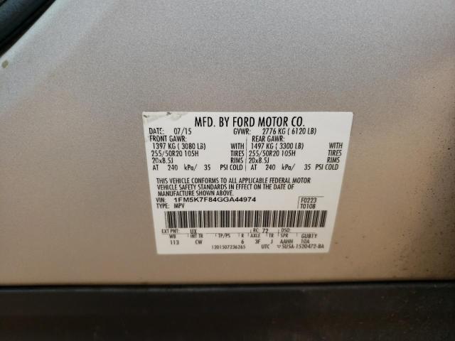 Photo 14 from auction – 2016 FORD EXPLORER L with VIN 1FM5K7F84GGA44974