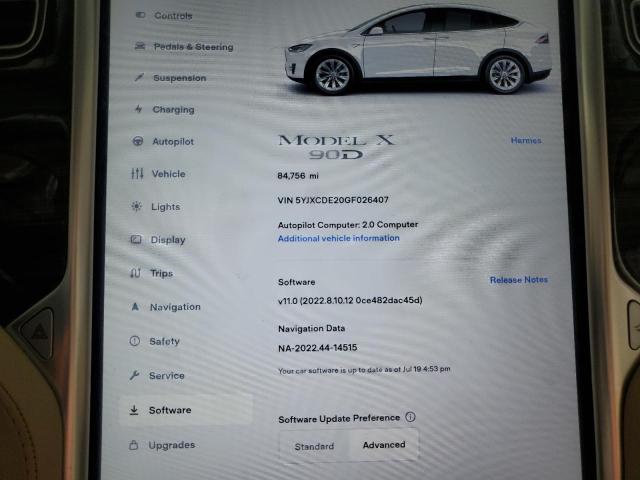 Photo 9 from auction – 2016 TESLA MODEL X with VIN 5YJXCDE20GF026407