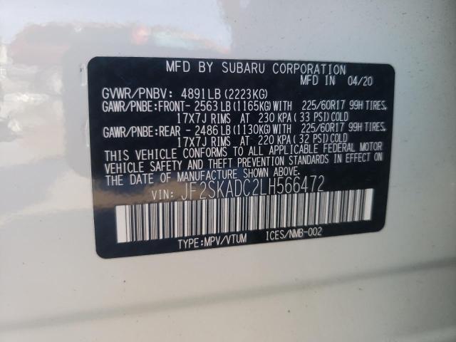 Photo 14 from auction – 2020 SUBARU FORESTER with VIN JF2SKADC2LH566472