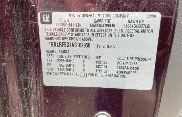 Photo 10 from auction – 2010 CHEVROLET TRAVERSE L with VIN 1GNLRFED7AS102958