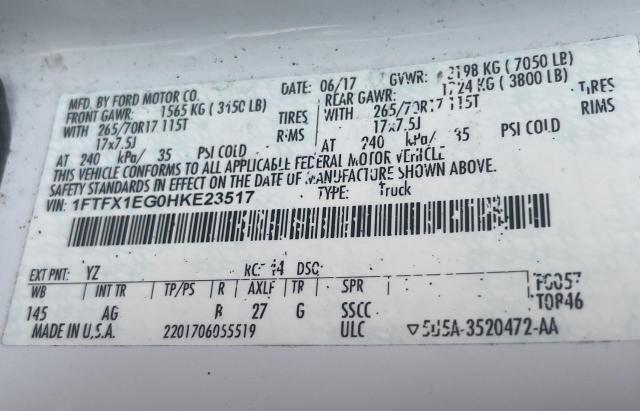 Photo 10 from auction – 2017 FORD F150 SUPER with VIN 1FTFX1EG0HKE23517