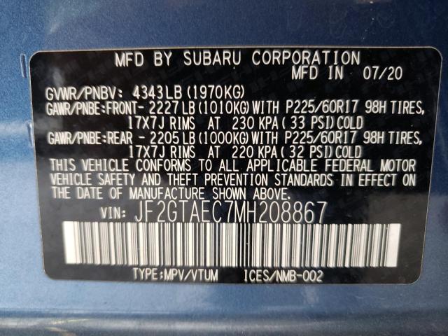 Photo 14 from auction – 2021 SUBARU CROSSTREK with VIN JF2GTAEC7MH208867