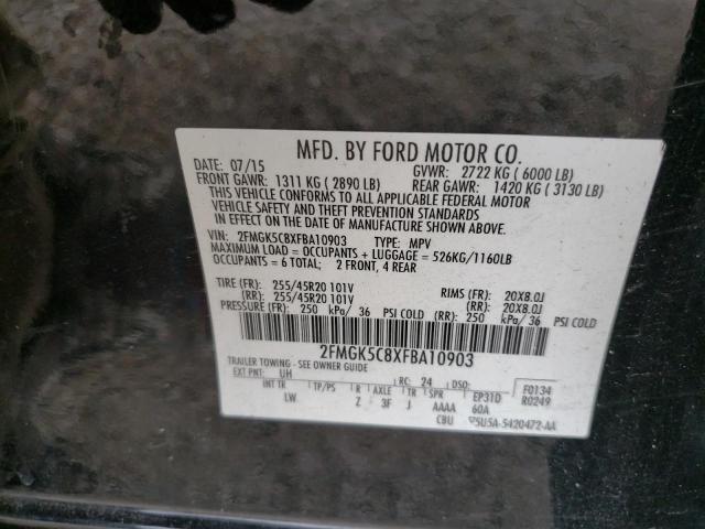 Photo 14 from auction – 2015 FORD FLEX SEL with VIN 2FMGK5C8XFBA10903