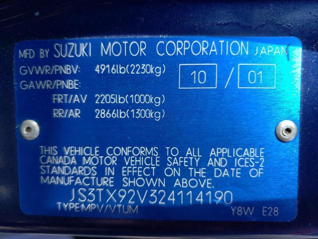 Photo 14 from auction – 2002 SUZUKI XL7 with VIN JS3TX92V324114190