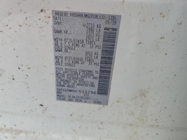 Photo 14 from auction – 2019 NISSAN PATHFINDER with VIN 5N1DR2MM0KC635796