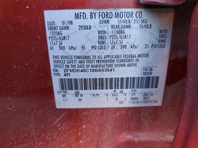 Photo 14 from auction – 2008 FORD EDGE SEL with VIN 2FMDK48C18BA53541