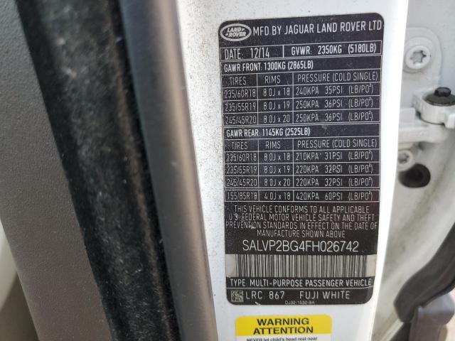 Photo 14 from auction – 2015 LAND ROVER RANGE ROVE with VIN SALVP2BG4FH026742