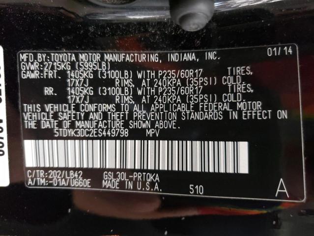 Photo 14 from auction – 2014 TOYOTA SIENNA XLE with VIN 5TDYK3DC2ES449798