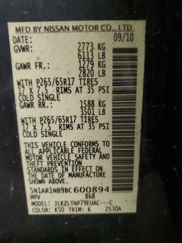 Foto 14 de la subasta – 2011 NISSAN PATHFINDER con VIN 5N1AR1NB9BC600894