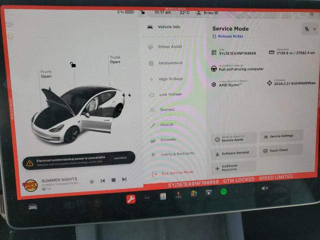Photo 9 from auction – 2022 TESLA MODEL 3 with VIN 5YJ3E1EA9NF168668