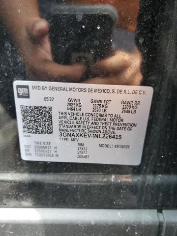 Photo 14 from auction – 2022 CHEVROLET EQUINOX LT with VIN 3GNAXKEV4NL226415