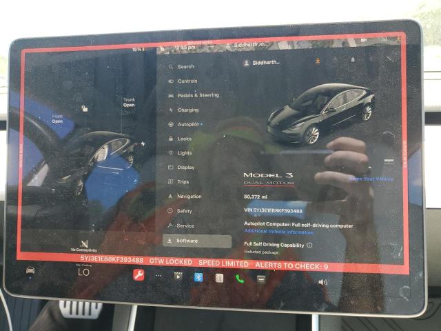 Photo 9 from auction – 2019 TESLA MODEL 3 with VIN 5YJ3E1EB8KF393488