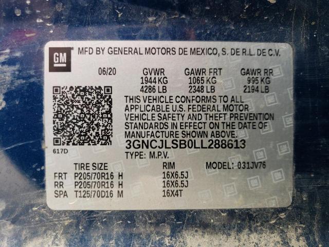 Photo 14 from auction – 2020 CHEVROLET TRAX 1LT with VIN 3GNCJLSB0LL288613