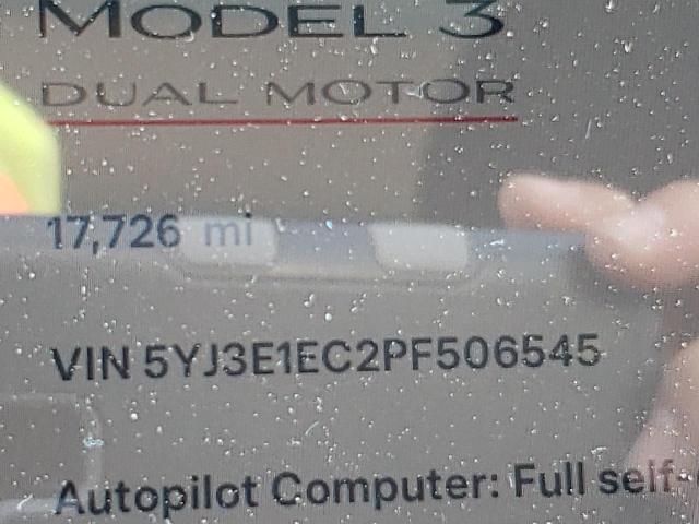 Photo 9 from auction – 2023 TESLA MODEL 3 with VIN 5YJ3E1EC2PF506545