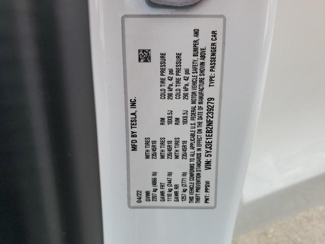 Photo 14 from auction – 2022 TESLA MODEL 3 with VIN 5YJ3E1EB2NF239279