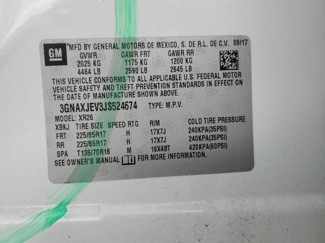 Photo 14 from auction – 2018 CHEVROLET EQUINOX LT with VIN 3GNAXJEV3JS524674