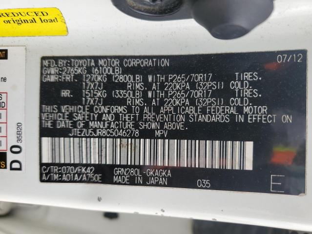 Photo 14 from auction – 2012 TOYOTA 4RUNNER SR with VIN JTEZU5JR8C5046278